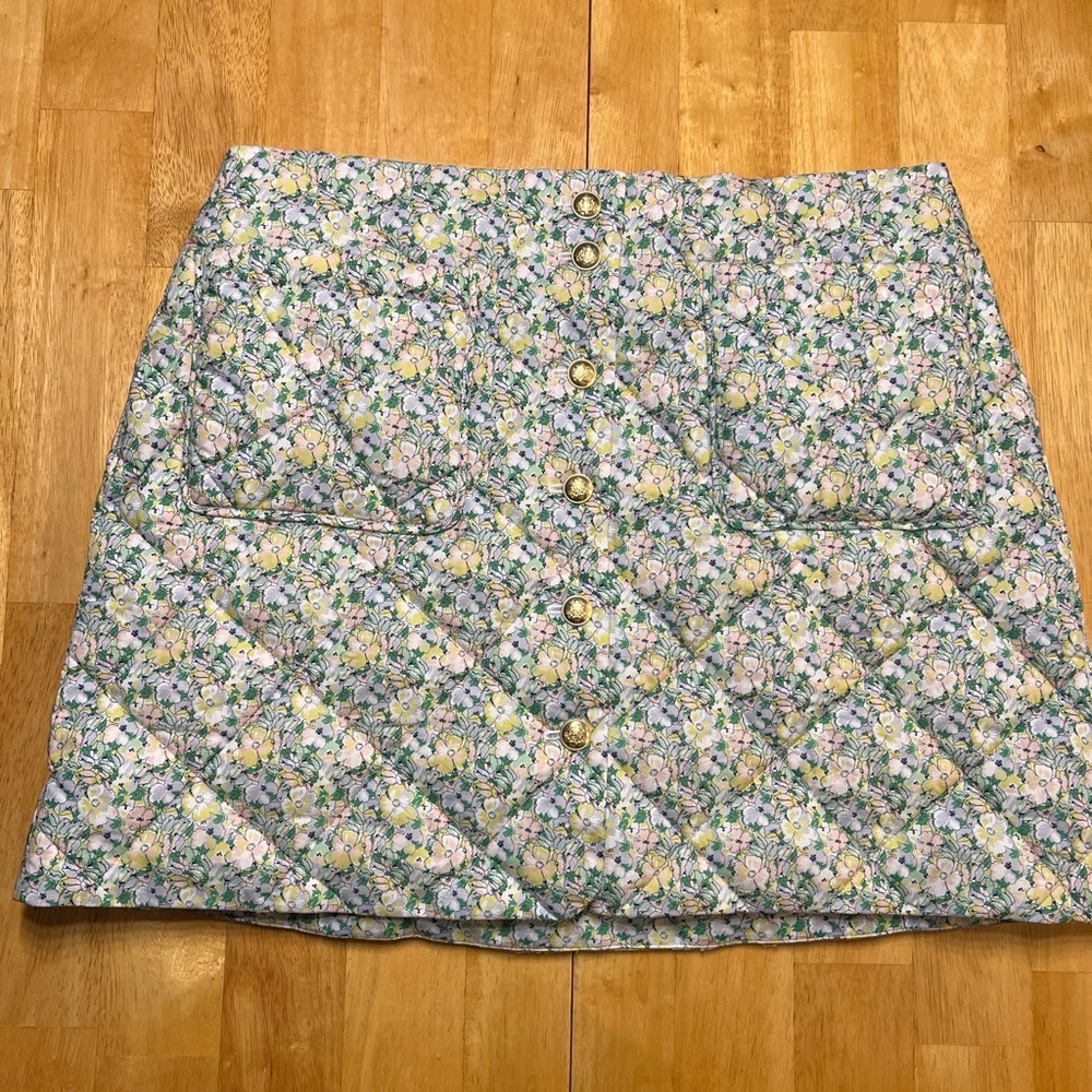 J. Crew liberty fabric Limited-edition quilted button-front mini skirt NWOT  14 - Picture 4 of 14